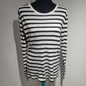 Gap Women's Cotton Blend Striped Long Sleeve T Shirt XL Black White Basics Comfy
